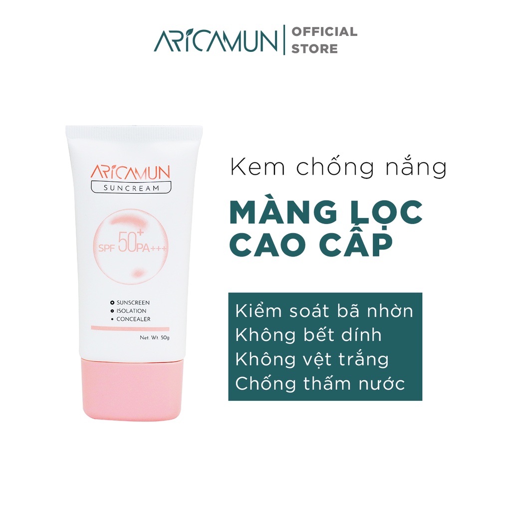 Kem Chống Nắng Kiềm Dầu Aricamun Cho Da Dầu Mụn Và Da Nhạy Cảm 50gram