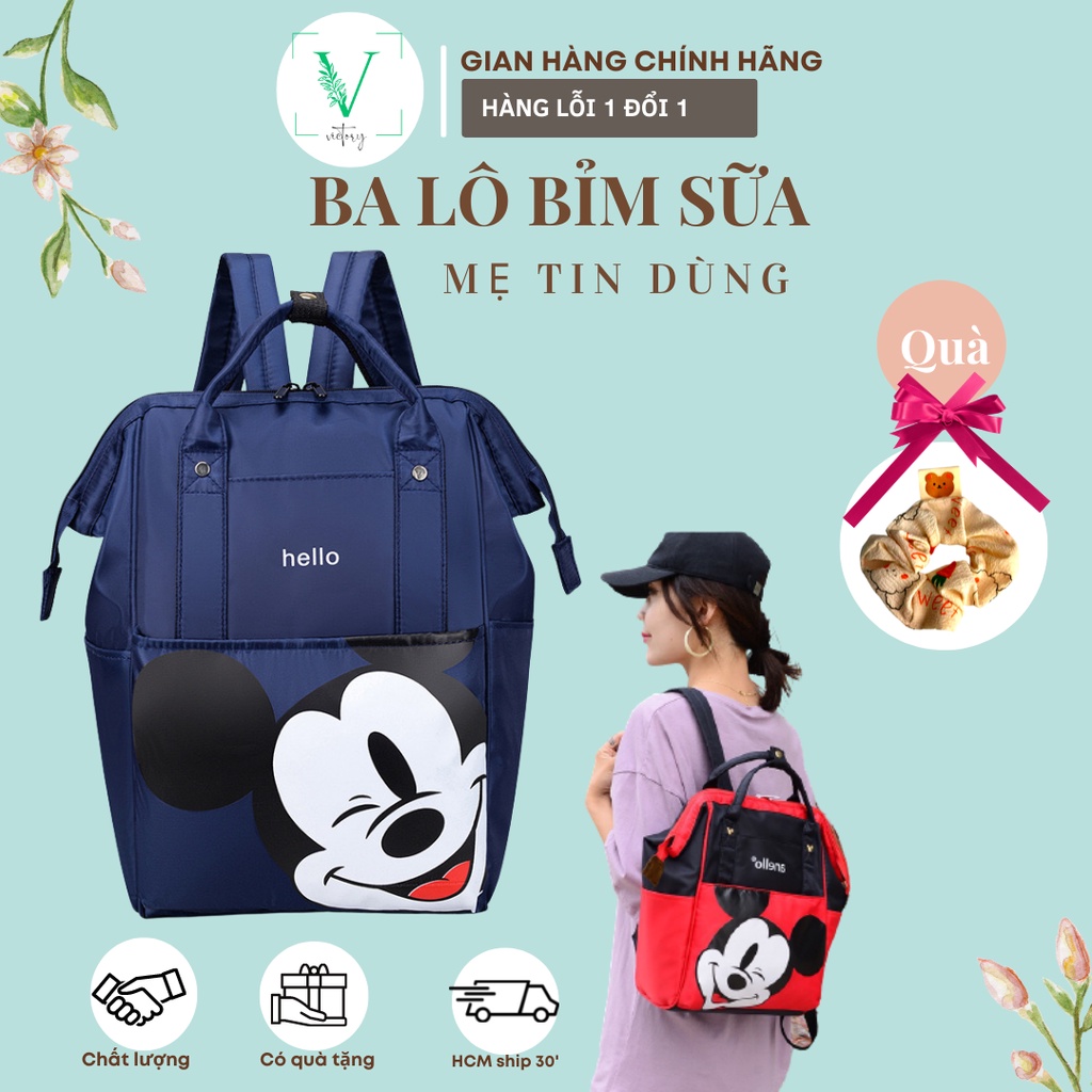 Ba lô Bỉm Sữa Đa Năng TPHCM Cho Mẹ Và Bé, Túi đựng đồ trẻ sơ sinh, Giữ Nhiệt Bảo Quản Sữa Hình Mickey, SKU-012-Victory