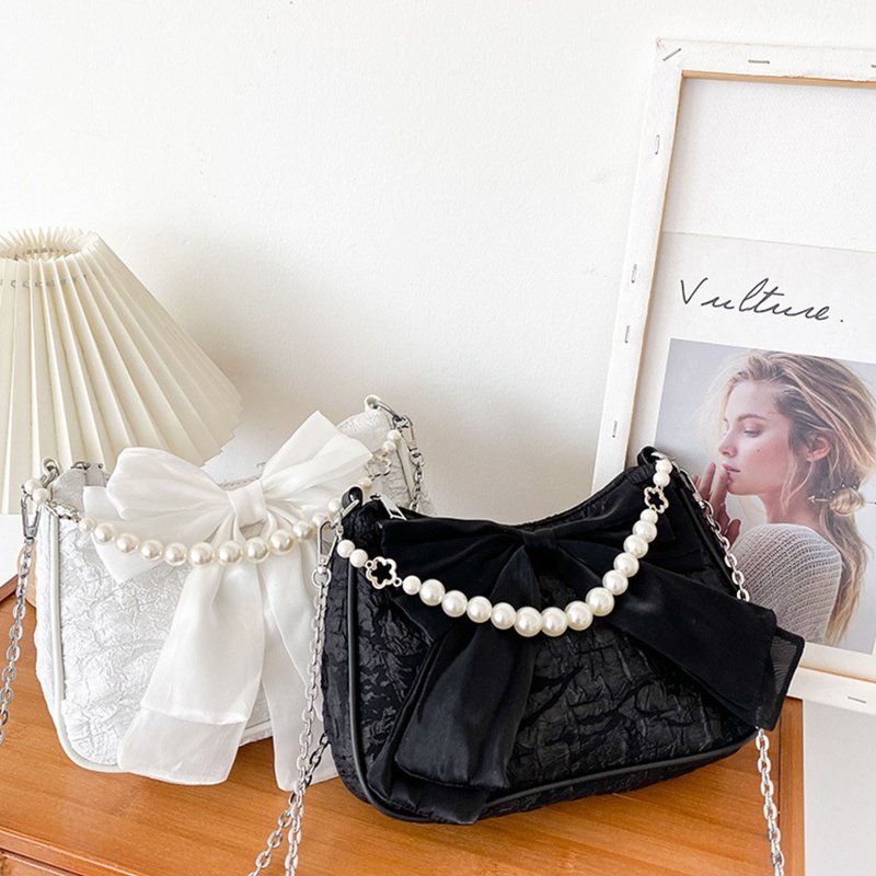 Túi Đeo Vai / Kẹp Nách Quai Xích Đính Ngọc Trai Sang Trọng Cho Tiệc Cưới