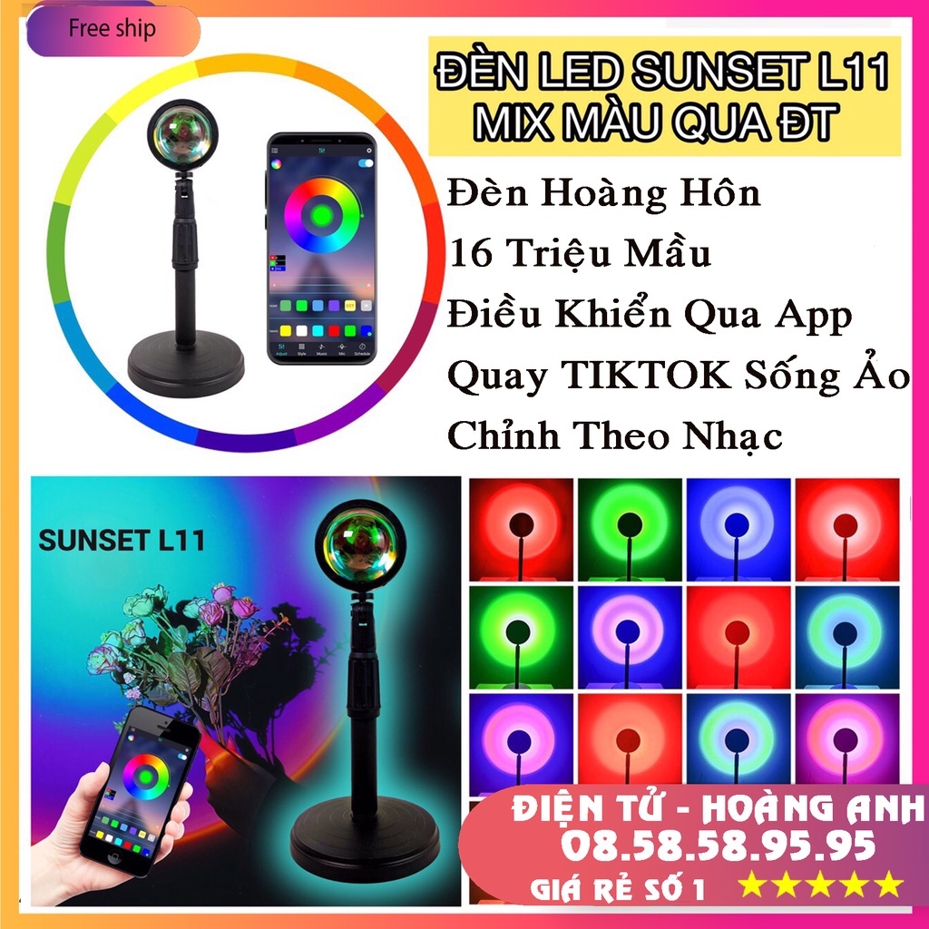 Đèn hoàng hôn , sunset , tiktok sống ảo , app chuyển đổi 16 triệu màu điều khiển chỉnh được theo nhạc.