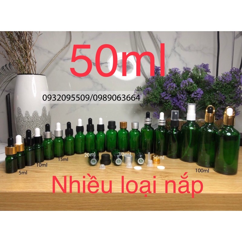 Chai 50ml xanh lá đựng serum mỹ phẩm tinh dầu