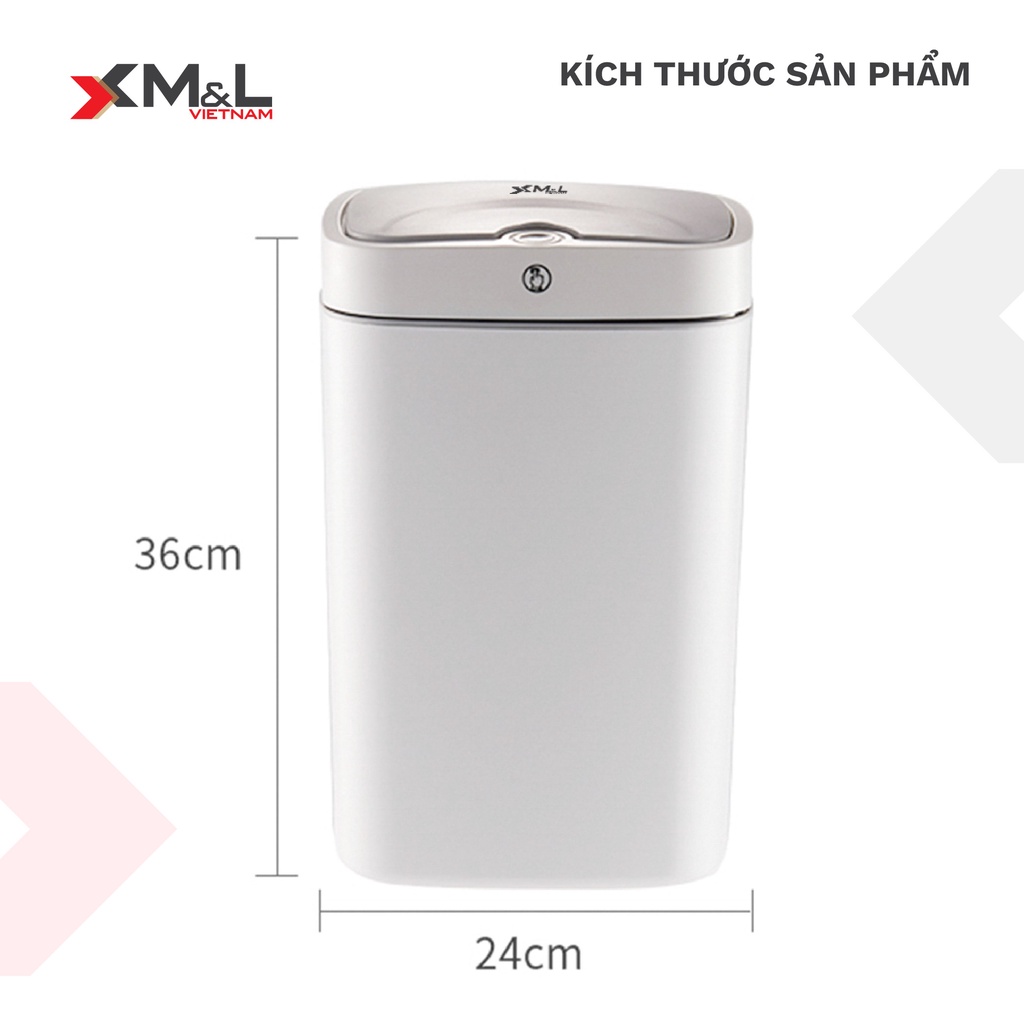 Thùng rác cảm ứng thông minh 18 lít M&amp;L B-JA-18 Royalcare - Sang trọng, thanh lịch