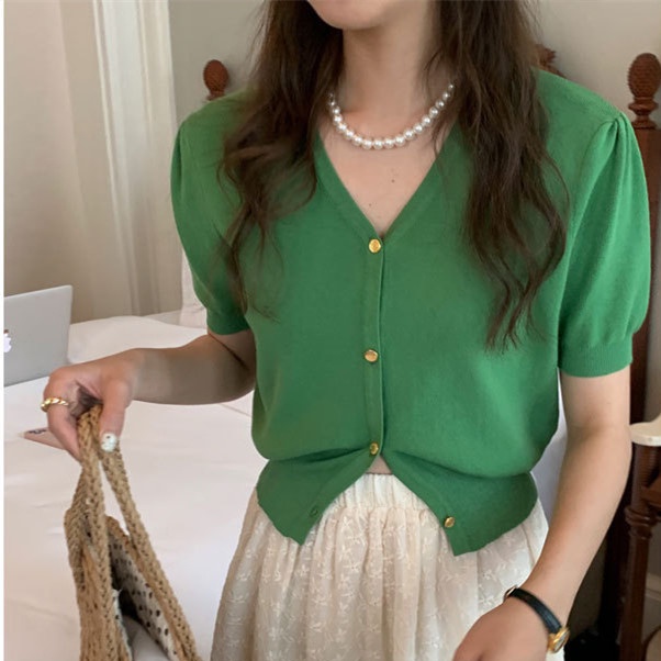 Áo cardigan crop top PERTY phong cách Hàn Quốc thời trang mùa hè mới dành cho nữ