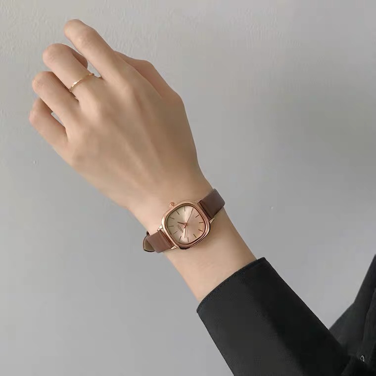 Đồng hồ nữ NADU Tif Watches dây da mềm cao cấp tôn da phong cách Hàn Quốc sang trọng màu nâu size 28mm