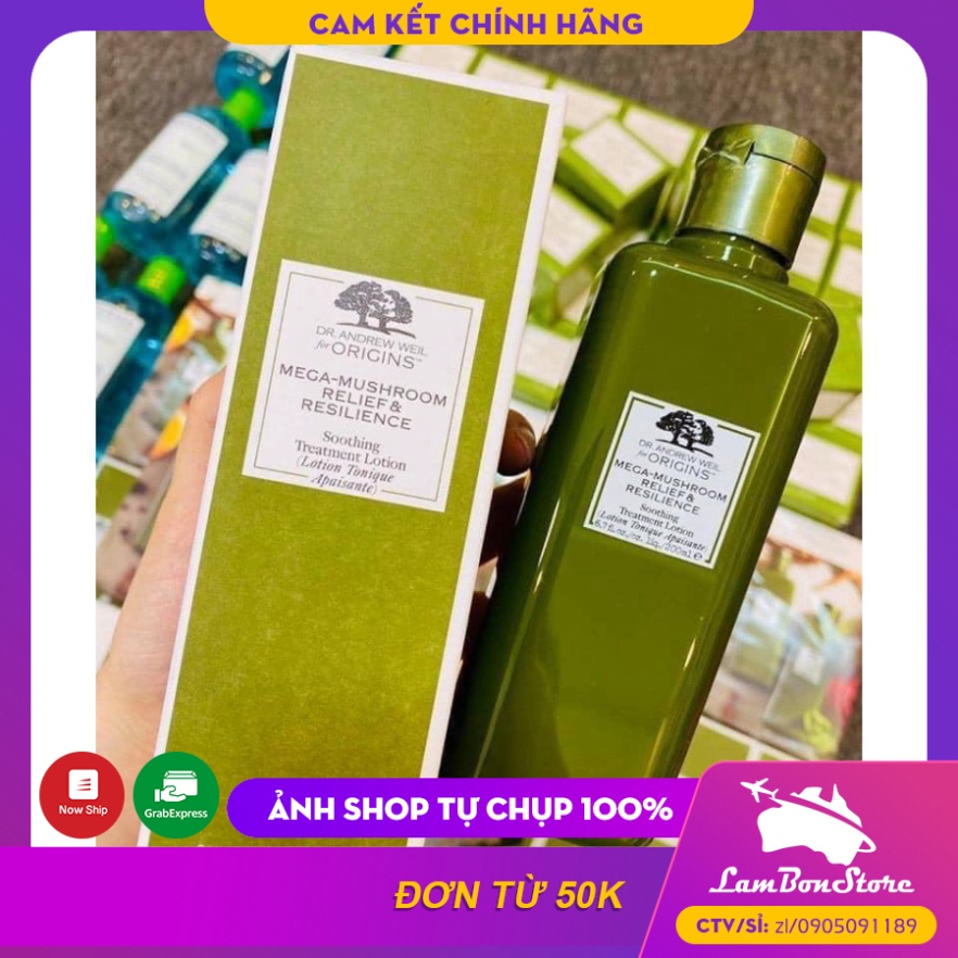 Toner nấm Origins Mega-Mushroom Skin Relief Smoothing Treatment Lotion 200ml
