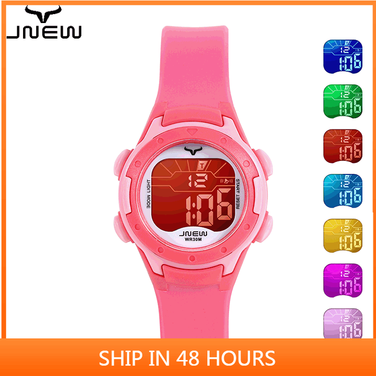 JNEW Đồng hồ trẻ em nam đồng hồ điện tử đơn giản đa chức năng đồng hồ điện tử trẻ em đầy màu sắc đồng hồ điện tử thể thao không thấm nước