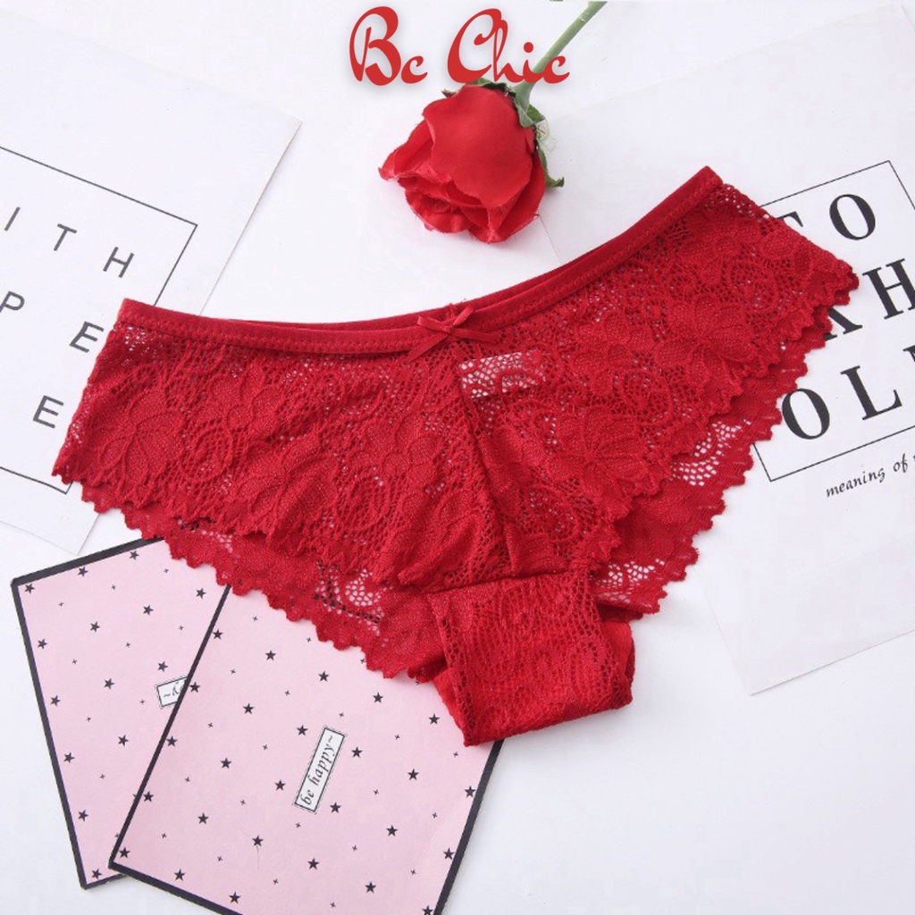 Quần Lót Ren Nữ Sexy thiết kế phối hoa kèm nơ nhỏ thoáng mát ôm dáng mẫu Q 310 BC_CHIC LINGERIE