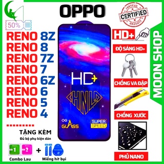 Kính Cường Lực Oppo Reno 6 5G Reno 6Z Reno 8 5G 8Z 7 5G 7Z Reno 5 4 3 2 2F - Full màn hình - Sáng HD+