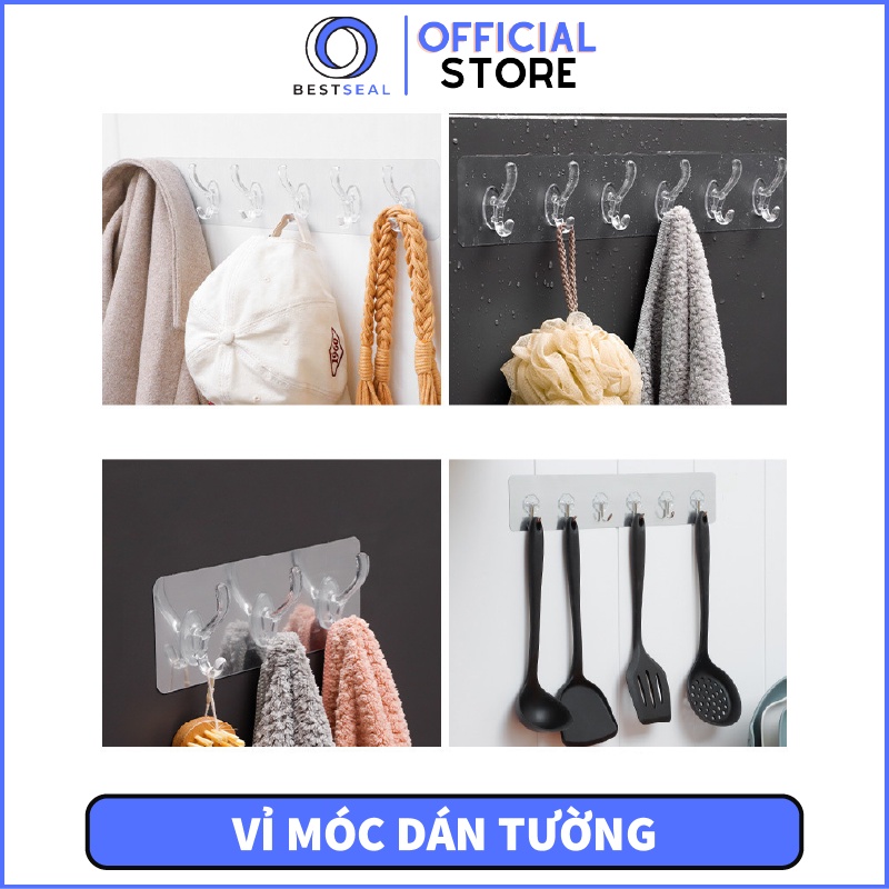 Vỉ Móc Treo Dán Tường Siêu Chắc Chắn, Móc Dán Tường Trong Suốt
