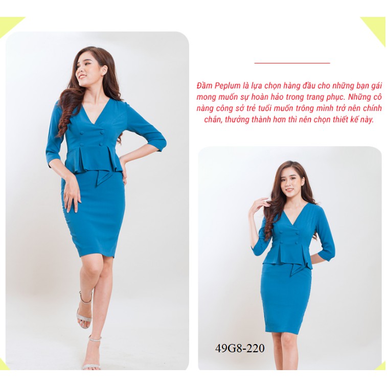 [40-100kg] ĐẦM PEPLUM CỔ V THIẾT KẾ CAO CẤP -G8-220