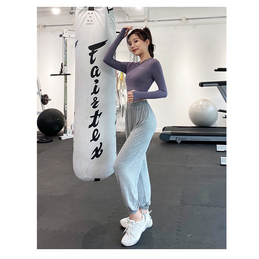 Áo Tập Gym Nữ Croptop Misshine Tay Dài Ôm Body