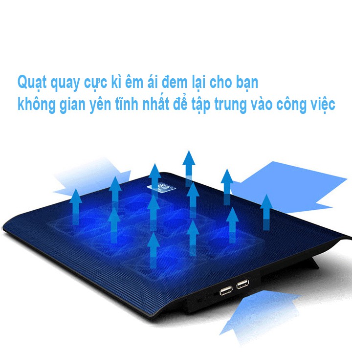 Đế tản nhiệt Nuoxi L112 - 6 quạt cực mạnh, chạy cực êm