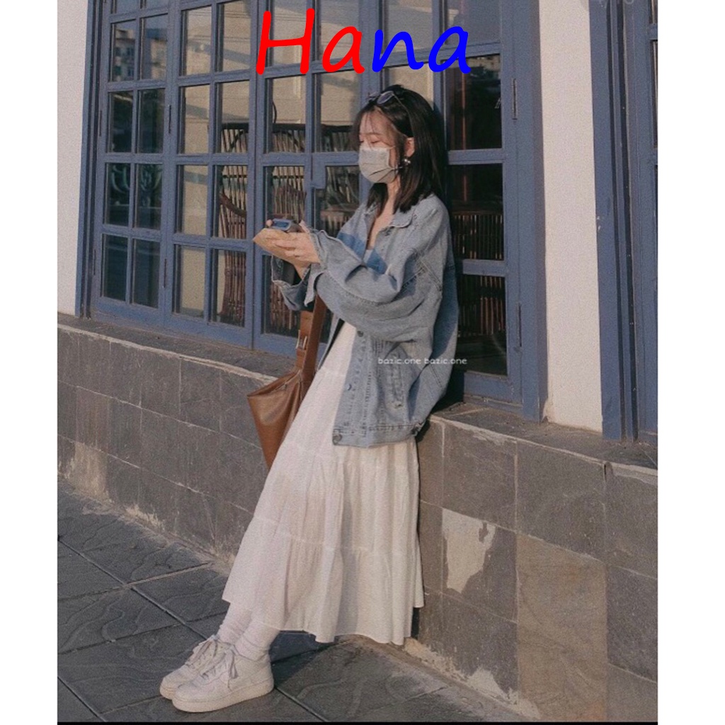 Áo Khoác Jeans Logo Trắng- Hana04