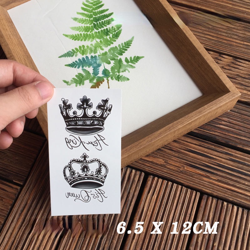 Hình Xăm Dán Tạm Thời Chống Nước Hình Vương Miện King Queen Phong Cách Mới 2023 Cho Nam Và Nữ