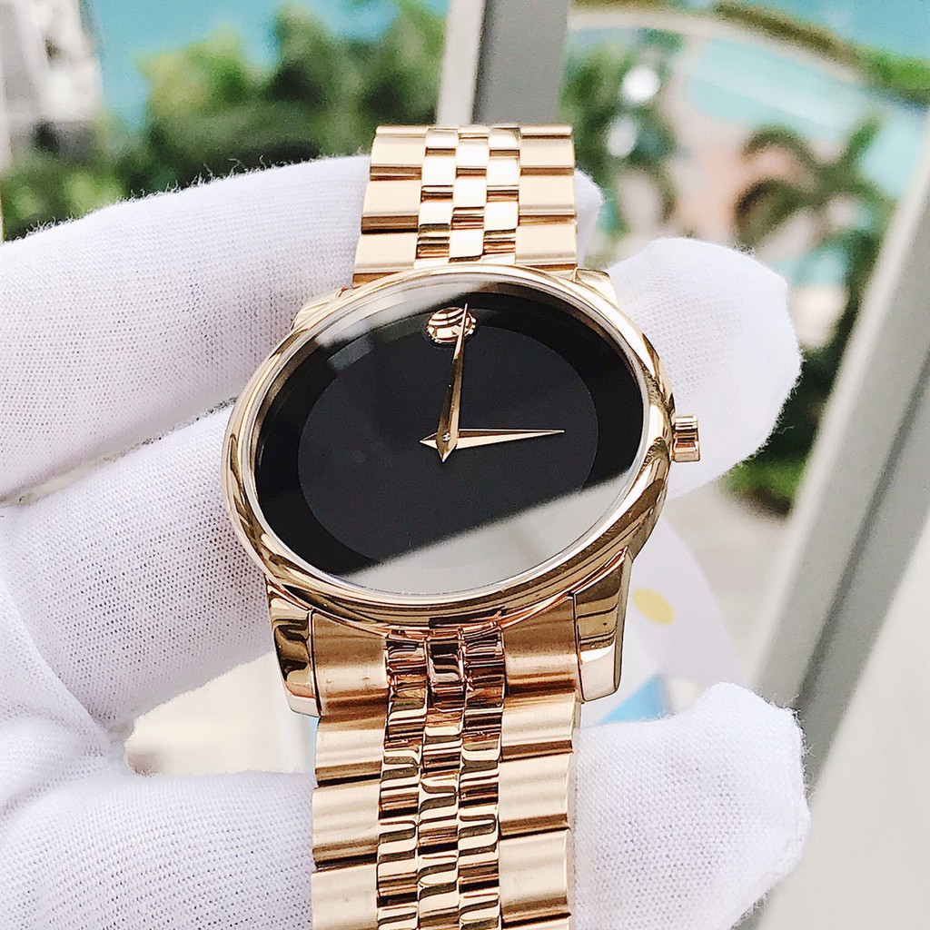 Đồng Hồ Movado Chính Hãng Nam 0606997 Black Dial Yellow Gold PVD Men’s Watch