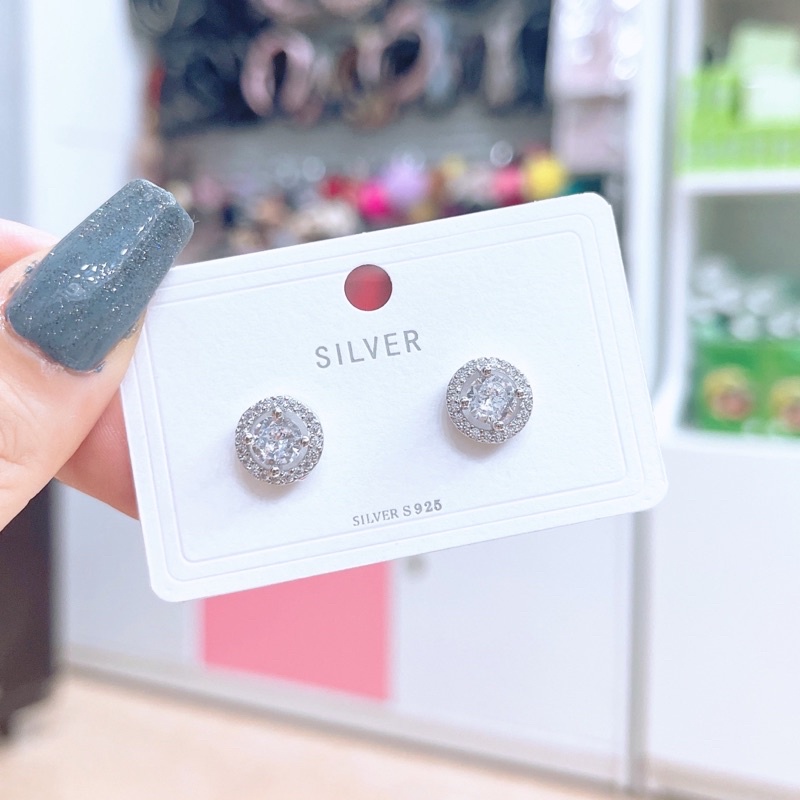 Bông tai nụ đá sáng bạc 925