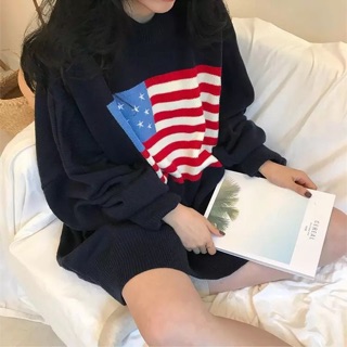 Áo Sweater Ulzzang cờ Mỹ oversize