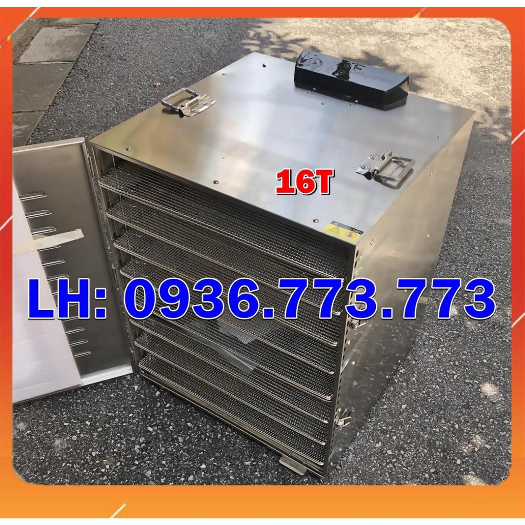 Tủ sấy hoa quả 16 tầng, tủ sấy đa năng sấy các loại thực phẩm thịt, hải sản, dược liệu, inox không rỉ khay 38x48 cm