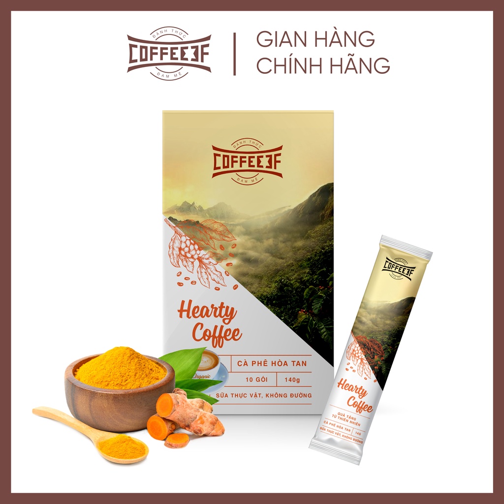 Cà phê hoà tan tinh bột nghệ Hearty Coffee - Coffee 3F (Hộp 10 gói x 14g) | BigBuy360 - bigbuy360.vn