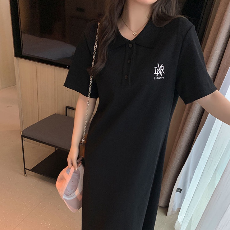 Đầm Cổ Polo Dài Qua Gối Mùa Hè Cỡ Lớn Đơn Giản Cho Nữ