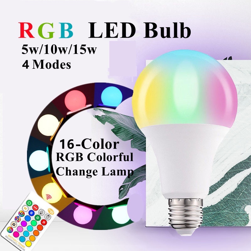 Licer Bóng đèn loa RGB / Đuôi đèn E27/ Bóng màu LED 4 chế độ điều khiển từ xa chỉnh độ sáng thông minh 5W/ 10W/ 15W
