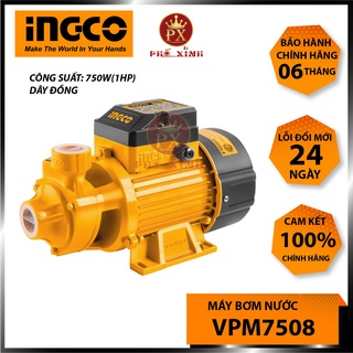 Máy bơm nước ingco vpm7508 máy bơm tăng áp 750w , chiều cao bơm 52m, độ hút sâu 8m, mô tơ dây đồng tăng áp lực