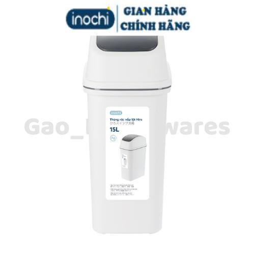 [FreeShip] Thùng rác nắp lật 15L (có lõi) inochi, nhựa nguyên sinh, ngăn mùi hôi, kháng khuẩn - Giao màu ngẫu nhiên