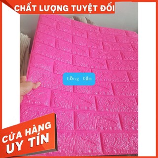 Bộ 20 Tấm Xốp Dán Tường Giả Gạch 3D Dày 5mm Màu Hồng Đậm 70x77cm