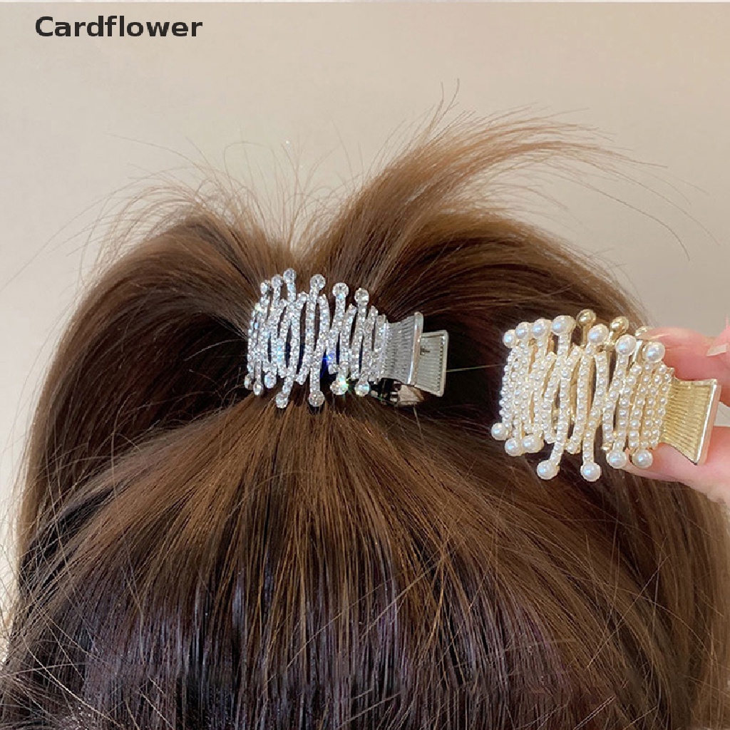 &lt; Cardflower &gt; Kẹp Tóc Đính Đá Ngọc Trai Giả Cao Cấp Cố Định Tóc Đuôi Ngựa Cải Tiến
