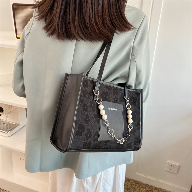 Túi xách JASMIN NOIR vải canvas họa tiết hoa xinh xắn cho nữ