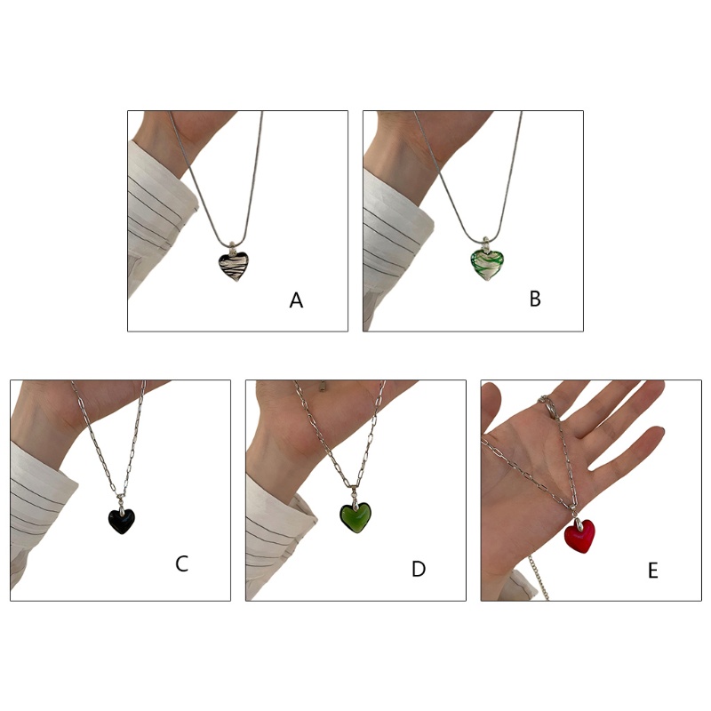 Vòng cổ Mặt Kính Hình Trái Tim Nhiều Màu Sắc