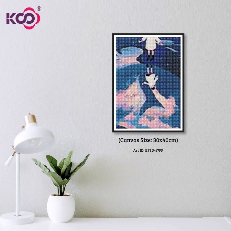 Bộ tranh đính đá 5D tự làm 30X40cm họa tiết bầu trời sao/ mặt trăng/ cá voi độc đáo