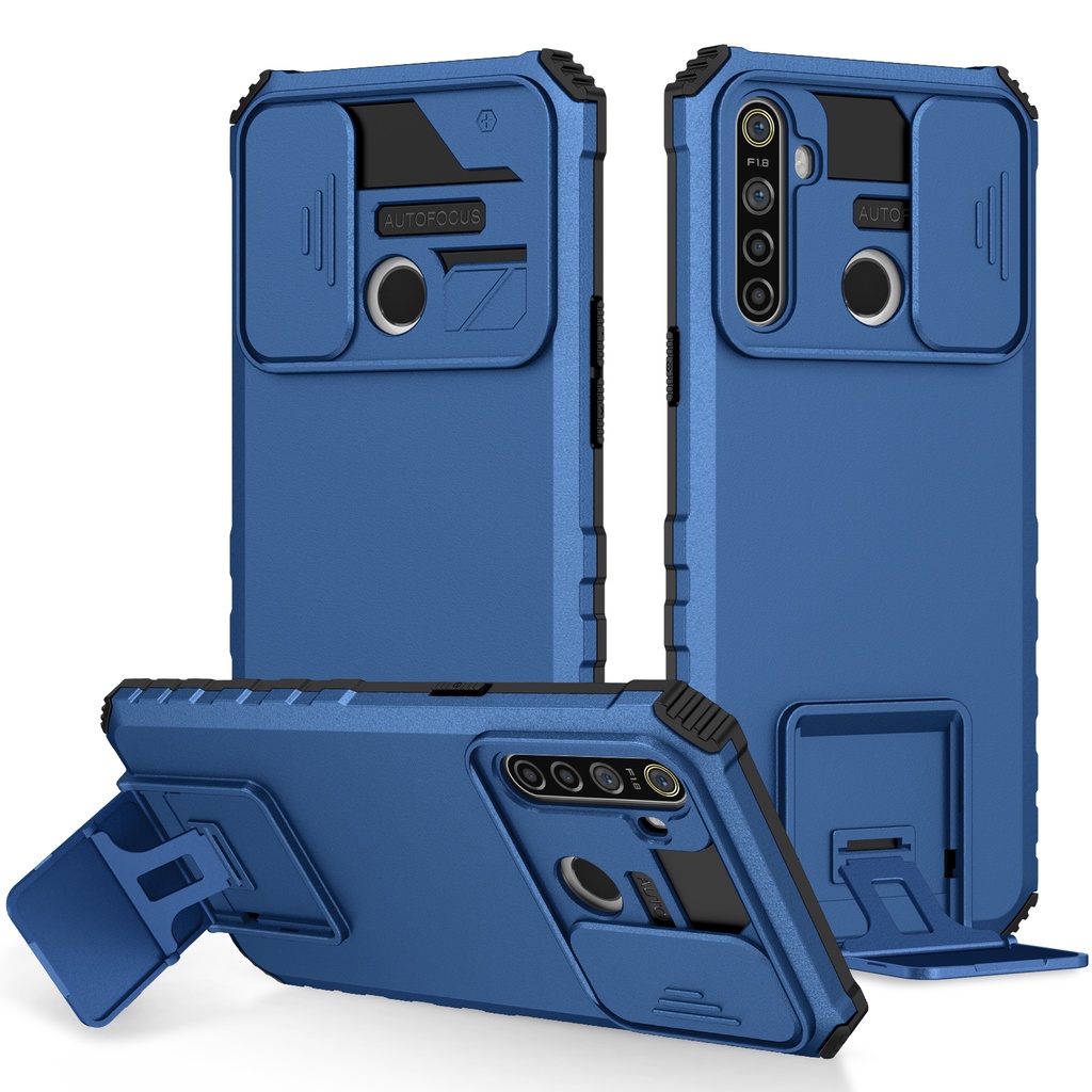 Ốp Điện Thoại Nhựa Cứng Có Giá Đỡ Dạng Đẩy Bảo Vệ Camera Cho OPPO Realme 9i / 7i / 5 / 5i / 5s / 6i / C17