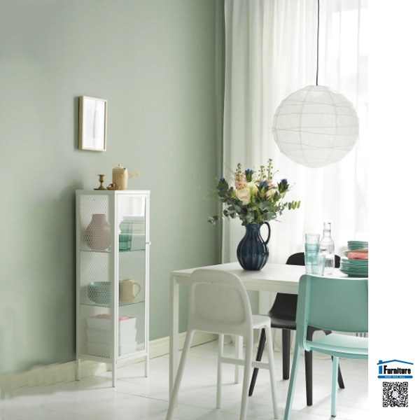 TỦ CÓ CỬA KÍNH BAGGEBO IKEA - TRẮNG 34x30x116 cm