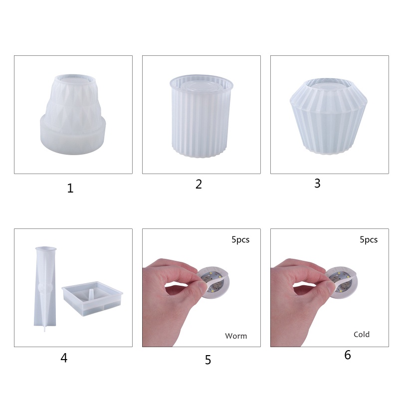 Khuôn Silicone Làm Hộp Đựng Bút Bằng Epoxy Resin Màu Trắng Ấm Để Bàn DIY