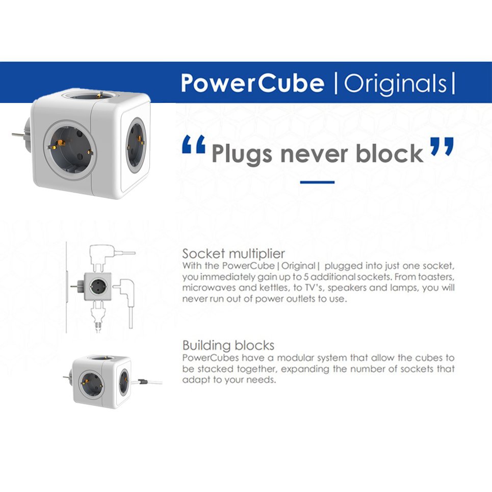 Powercube Power Strip Socket EU Plug Power Strip USB Multi Smart Plug Socket