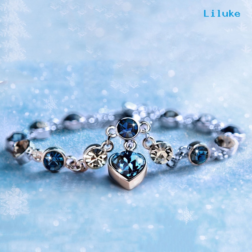 Vòng Tay Chuỗi Hạt Pha Lê Zircon Hình Trái Tim Cho Ngày Valentine