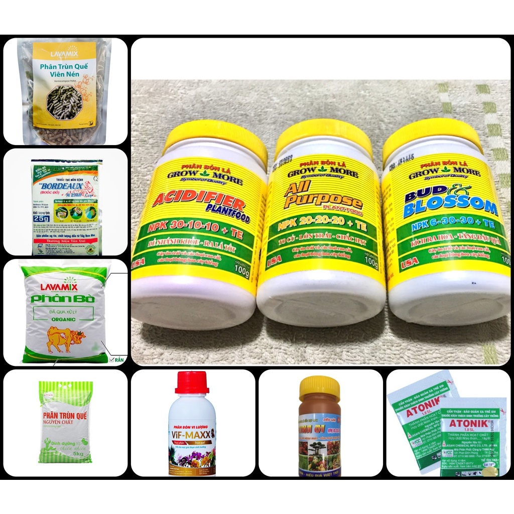 Phân Bón Lá Grow More (30-10-10_6-30-30_20-20-20) Chuyên Hoa và cây kiểng