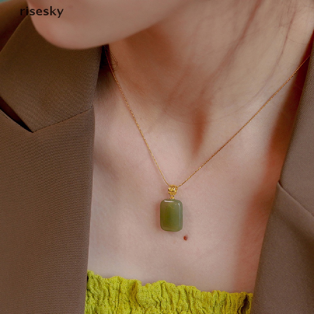 Vòng cổ Mặt Đá Ngọc Bích Hetian Thời Trang Cho Nữ ♨Trên đó