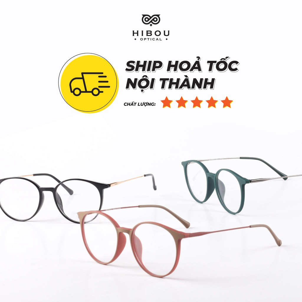 [Tặng hộp và khăn] Gọng cận tròn H0151 - Hibou Optical chuyên lắp mắt cận loạn viễn siêu mỏng