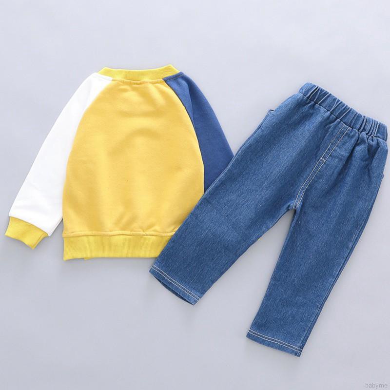 Set áo nỉ dài tay cổ tròn + quần dài đáng yêu cho bé trai