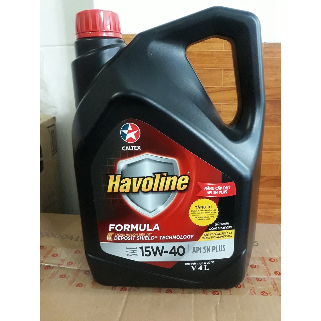 Nhớt ô tô Caltex - CALTEX HAVOLINE FORMULA API SN - 4 Lít - Dùng cho ô tô, xe tải máy xăng - 5.000km