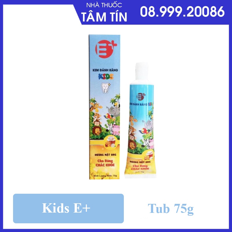 Kem đánh răng E+ Vị Ong - Vị Dâu - Kem đánh răng trẻ em KIDS E+ - Eross - Gấp đôi canxi và tooth patch kép