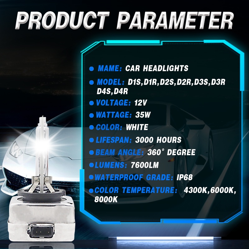 Set 2 Bóng Đèn Pha xenon 12v 35w hid d1s d2s d3s d4s d1r d2r d3r d4r Chuyên Dụng Cho Xe Hơi