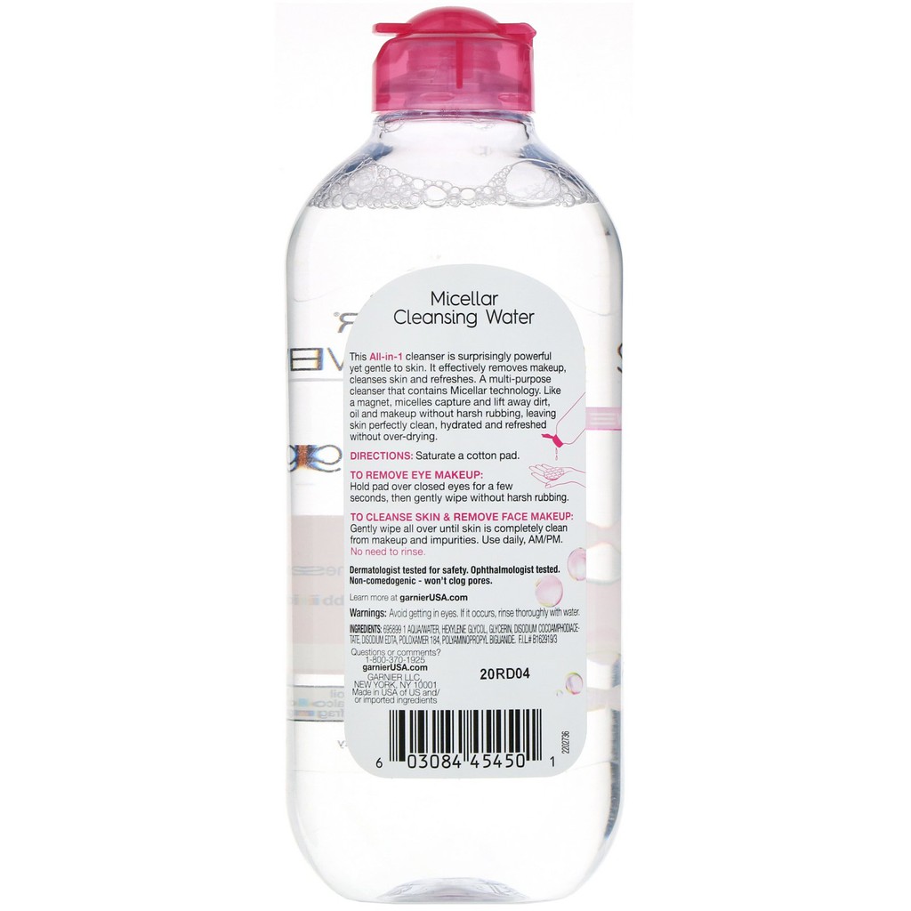 TẨY TRANG Garnier, SkinActive, Micellar Cleansing Water, All-in-1 Makeup Remover, All Skin Types, 13.5 fl oz (400 ml)