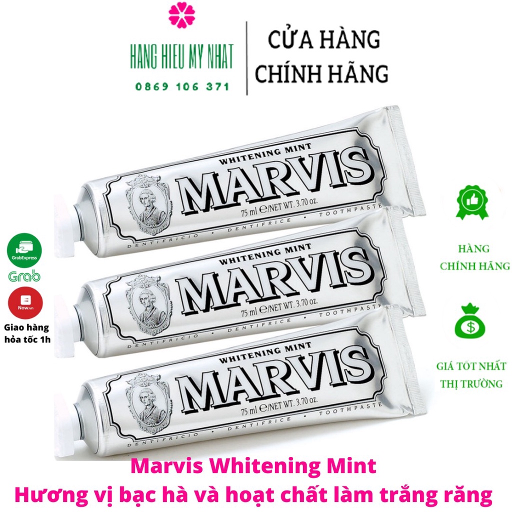 Kem đánh răng Marvis Whitening Mint Làm trắng răng