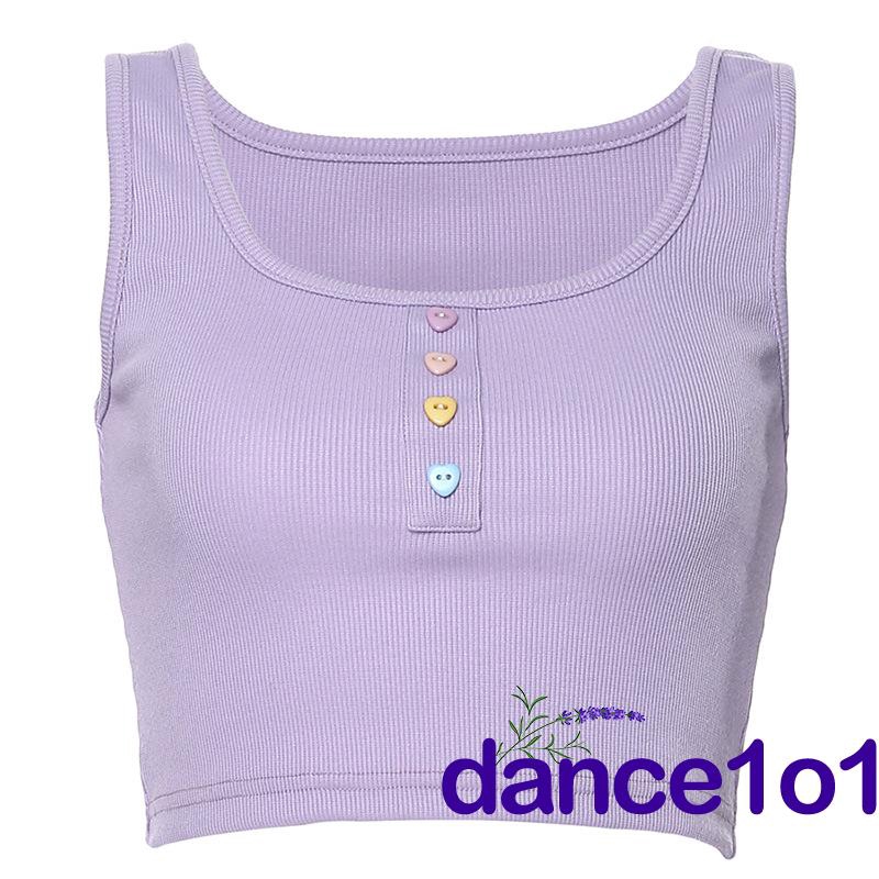 Áo Sát Nách Phối Nút Thiết Kế Đơn Giản Cho Nữ