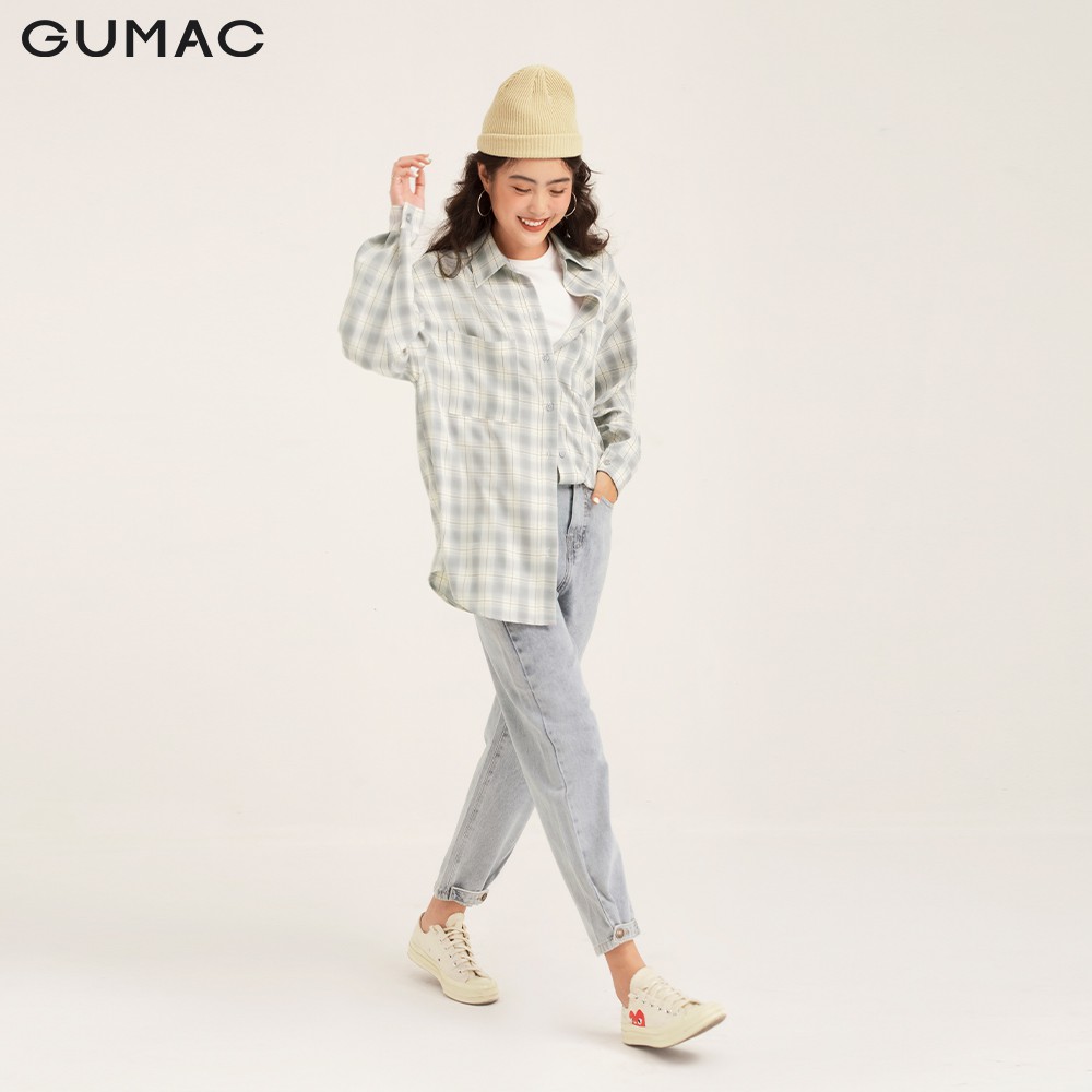 Áo sơm mi nữ caro phom rộng GUMAC đủ màu, thiết kế basic cá tính, AB191 | BigBuy360 - bigbuy360.vn