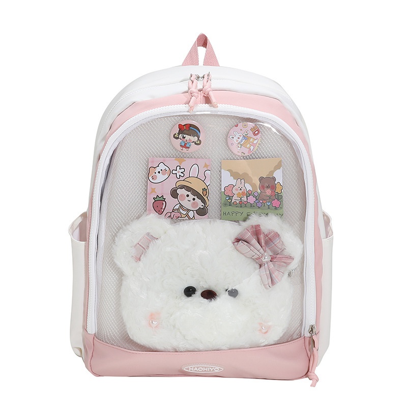 Ba Lô Đi Học Trong Suốt Sức Chứa Lớn Phong Cách Preppy Nhật Bản Dễ Phối Đồ Cho Nữ Sinh Trung Học