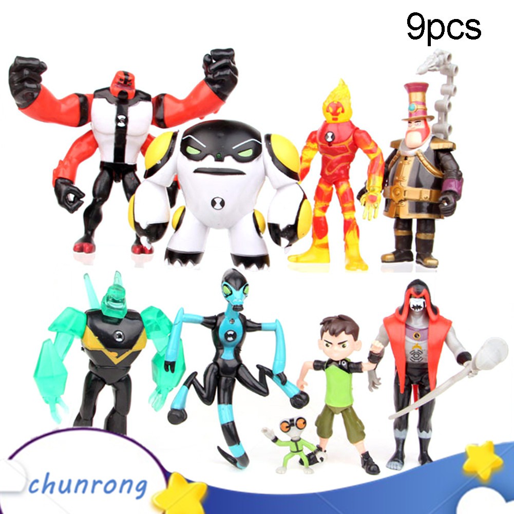 CR+9Pcs Ben 10 Kineceleran Heatblast LED Action Figures Kids Toy Gift Decor